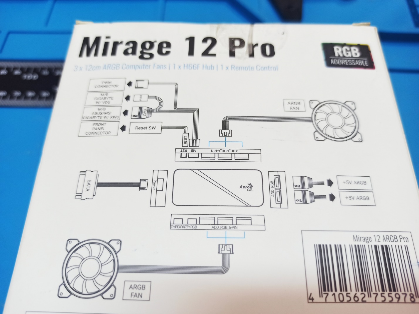 Коробка Aerocool Mirage 12 ARGB Pro — задняя сторона схема подключения