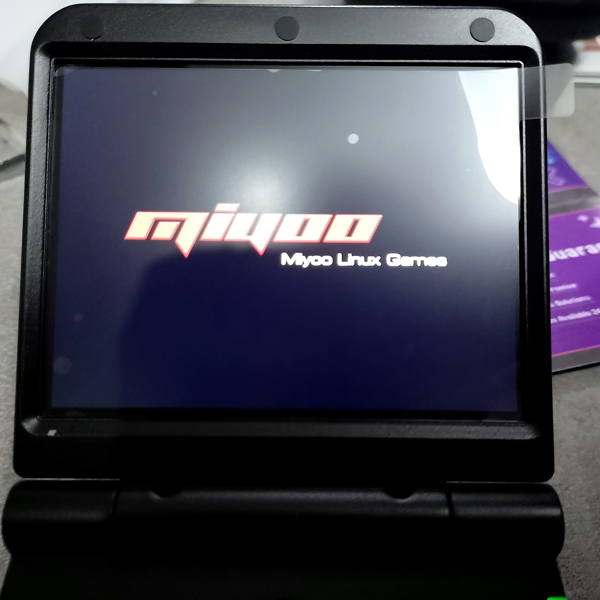 Стартовый экран Miyoo Flip с логотипом