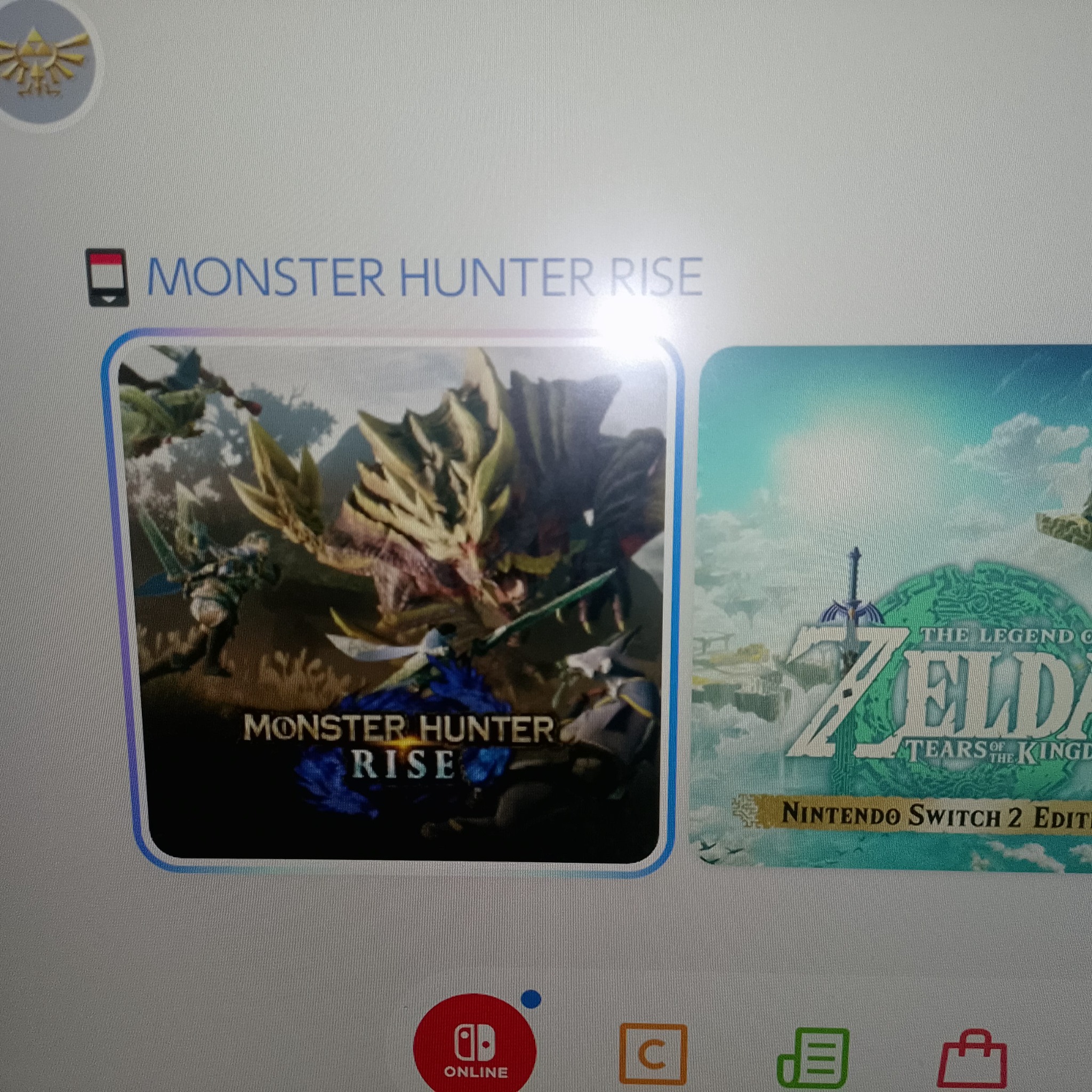 Monster Hunter Rise отображается в меню Nintendo Switch 2