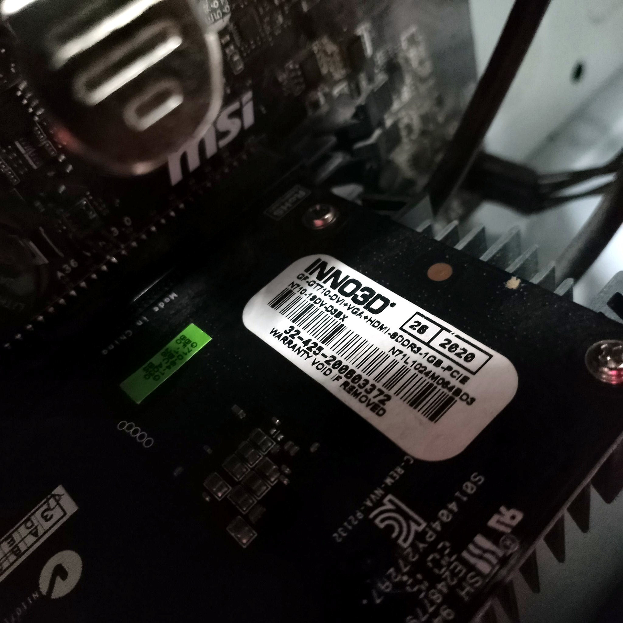 подготовка DEXP Aquilon к апгрейду - маркировка видеокарты Inno3D GT 710