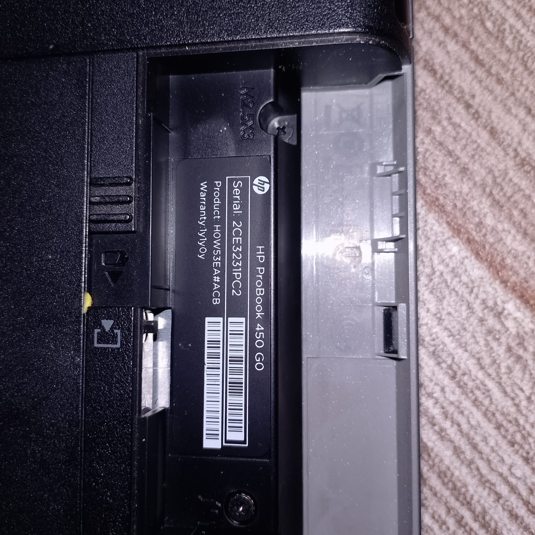 апгрейд ноутбука HP ProBook 450 G0 - аккумуляторный отсек