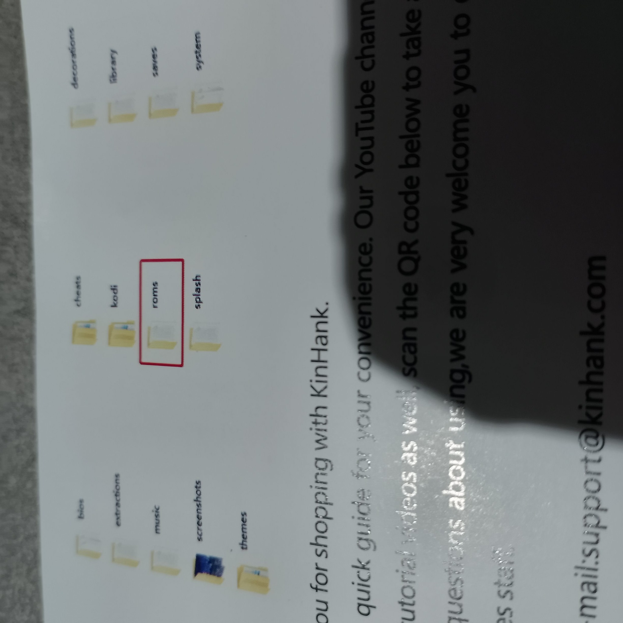 фрагмент инструкции KinHank Portable HDD Batocera с папками roms bios saves