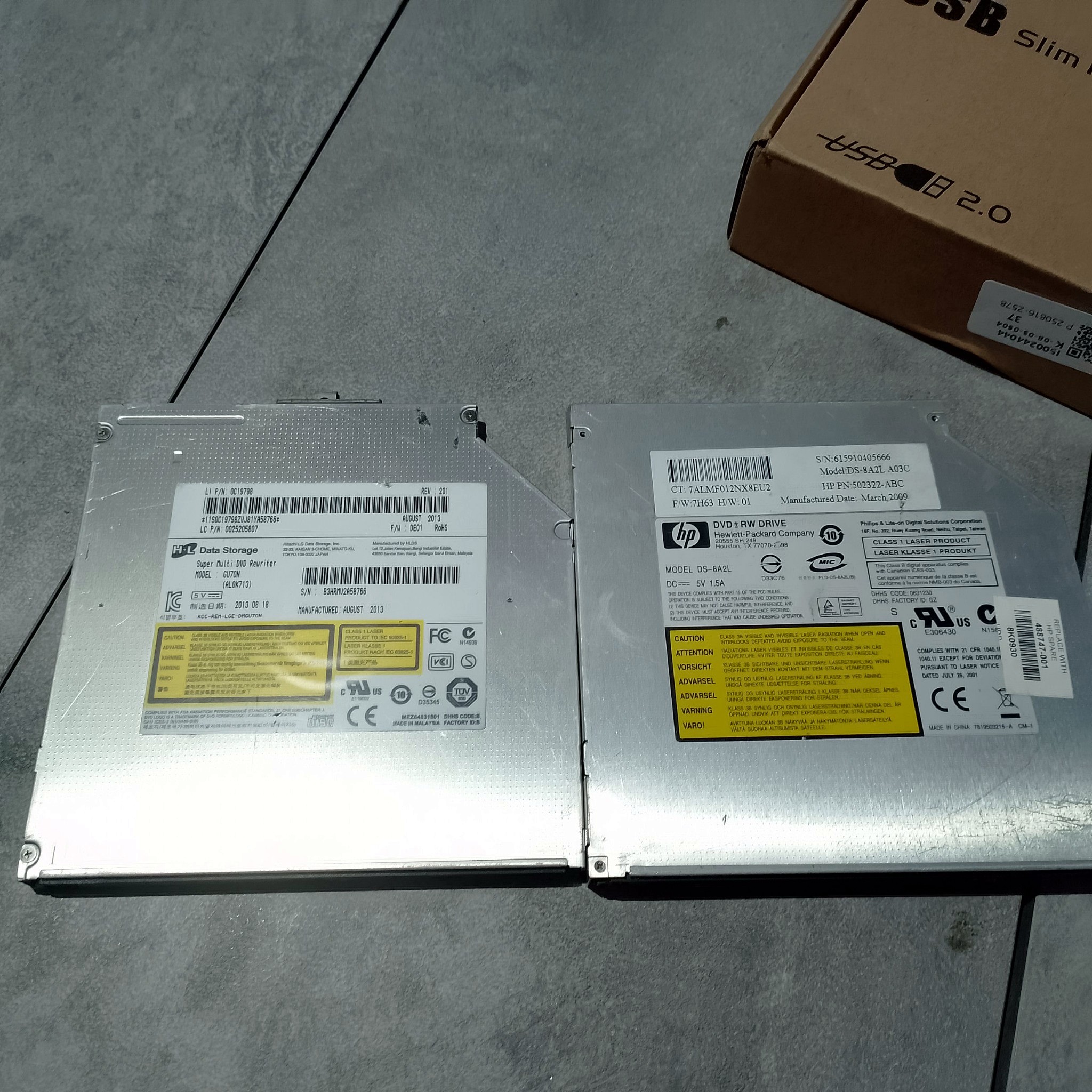 Два ноутбучных Slim DVD-привода для сборки внешнего USB DVD привода